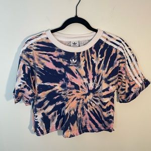 Tie dye adidas crop t shirt